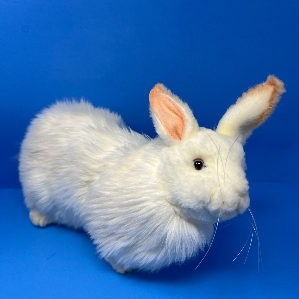Hansa Snow Rabbit Plush 15 Inch White Realistic Toy International 2011 PA9820PM